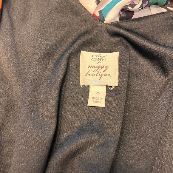 Suzi Chin for Maggy Boutique Floral Ruffle Wrap Dress Sz 4 - Picture 5 of 7